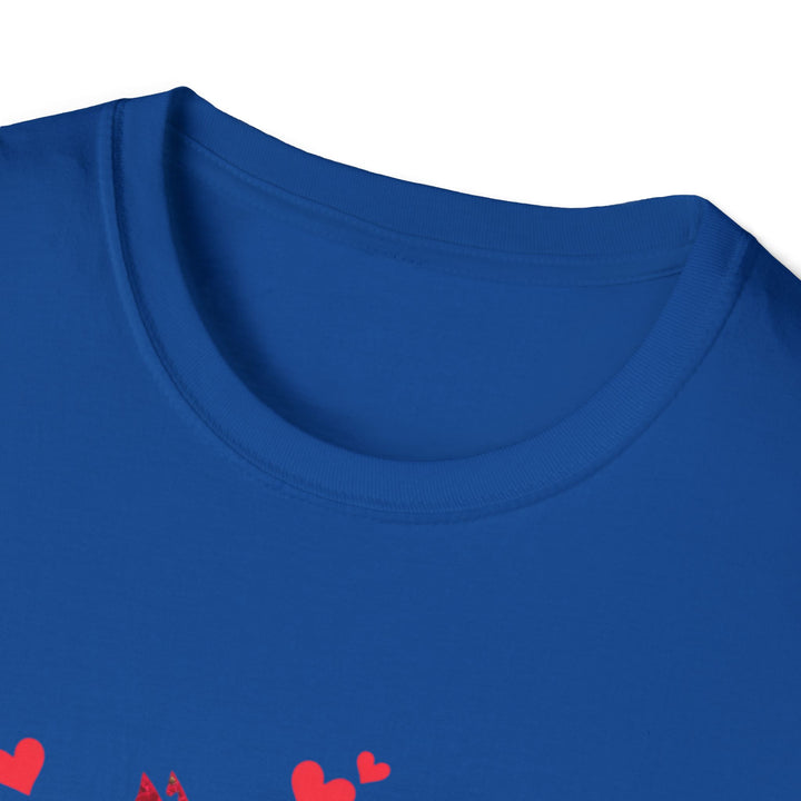Valentine Cat T-Shirt — Red Floral Cat Silhouette with Hearts