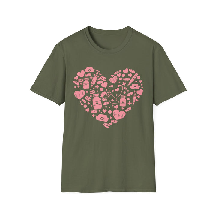 Heart Icon Pattern T-Shirt — Pink Valentine Love Graphic Tee