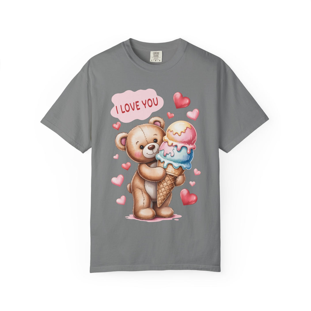 Cute Teddy Bear "I Love You" Ice Cream Valentine T-Shirt