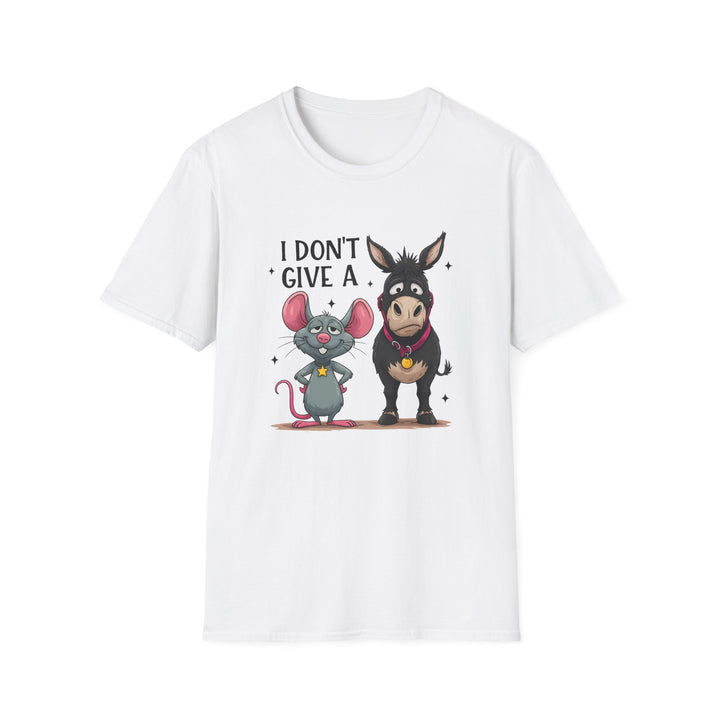 I Don’t Give A… Funny Mouse & Donkey T-Shirt — Humorous Animal Graphic Tee