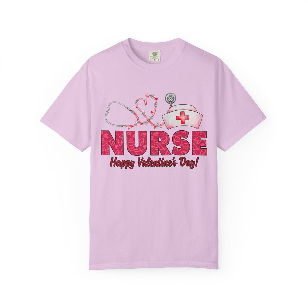 Nurse Valentine T-Shirt – Heart Stethoscope & Nurse Cap Graphic