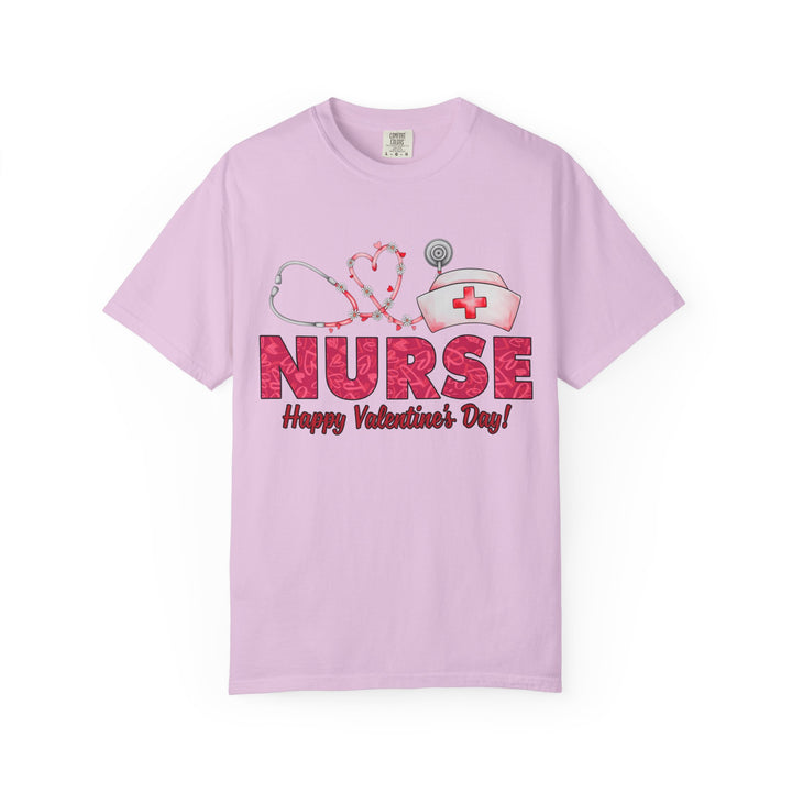 Nurse Valentine T-Shirt – Heart Stethoscope & Nurse Cap Graphic