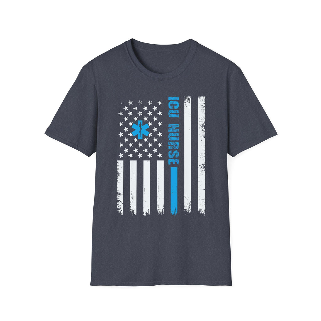 ICU Nurse American Flag T-Shirt — Thin Blue Line EMS Star of Life Tee