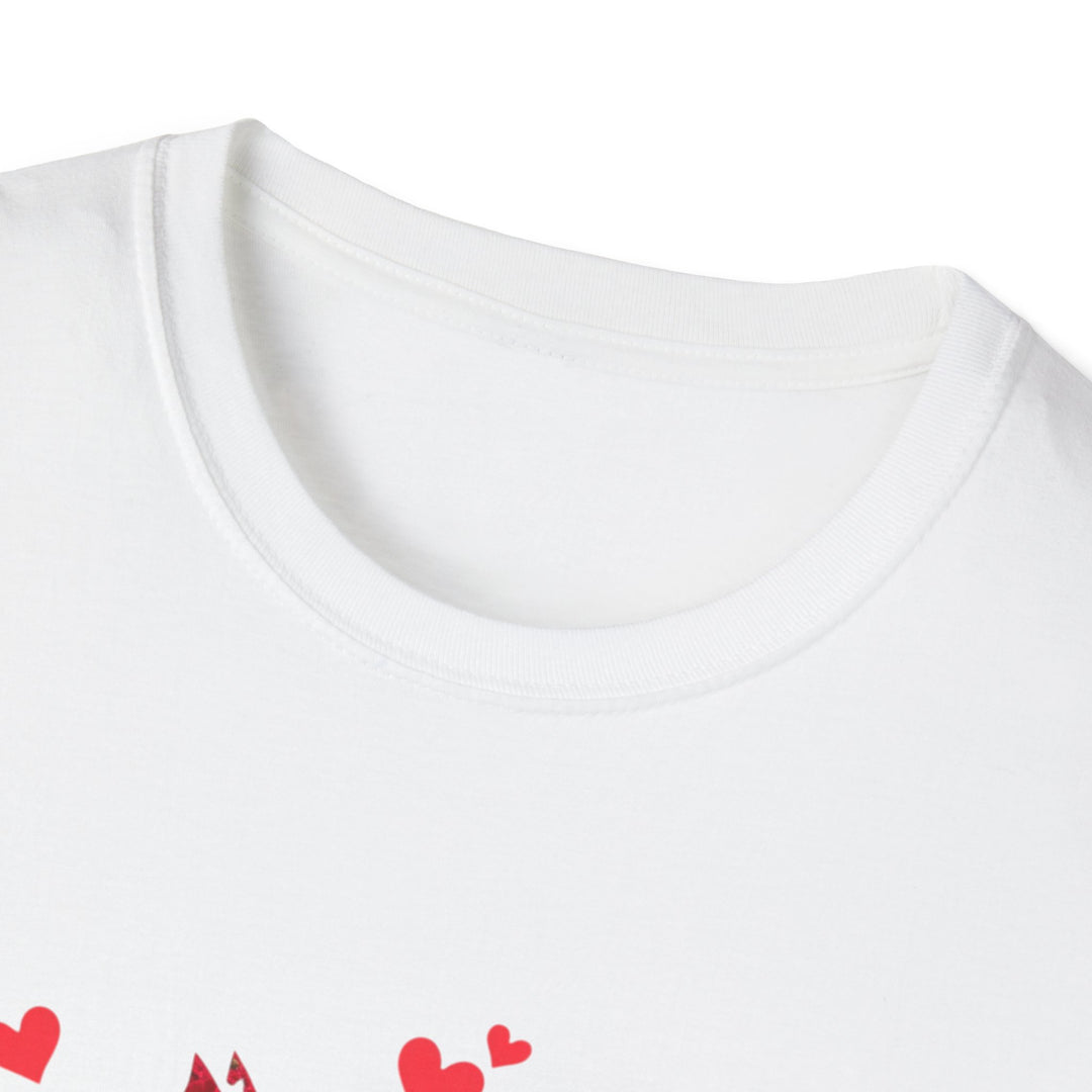 Valentine Cat T-Shirt — Red Floral Cat Silhouette with Hearts