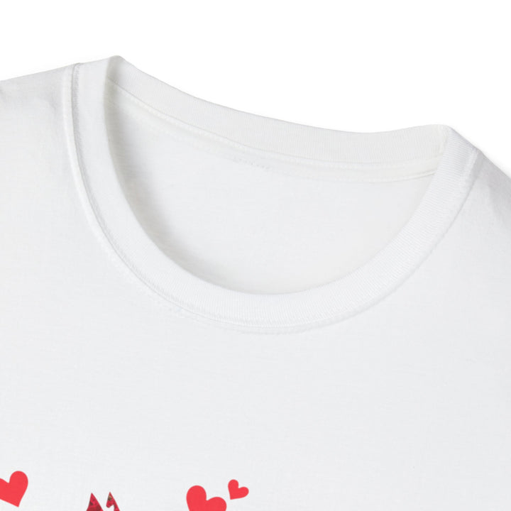 Valentine Cat T-Shirt — Red Floral Cat Silhouette with Hearts