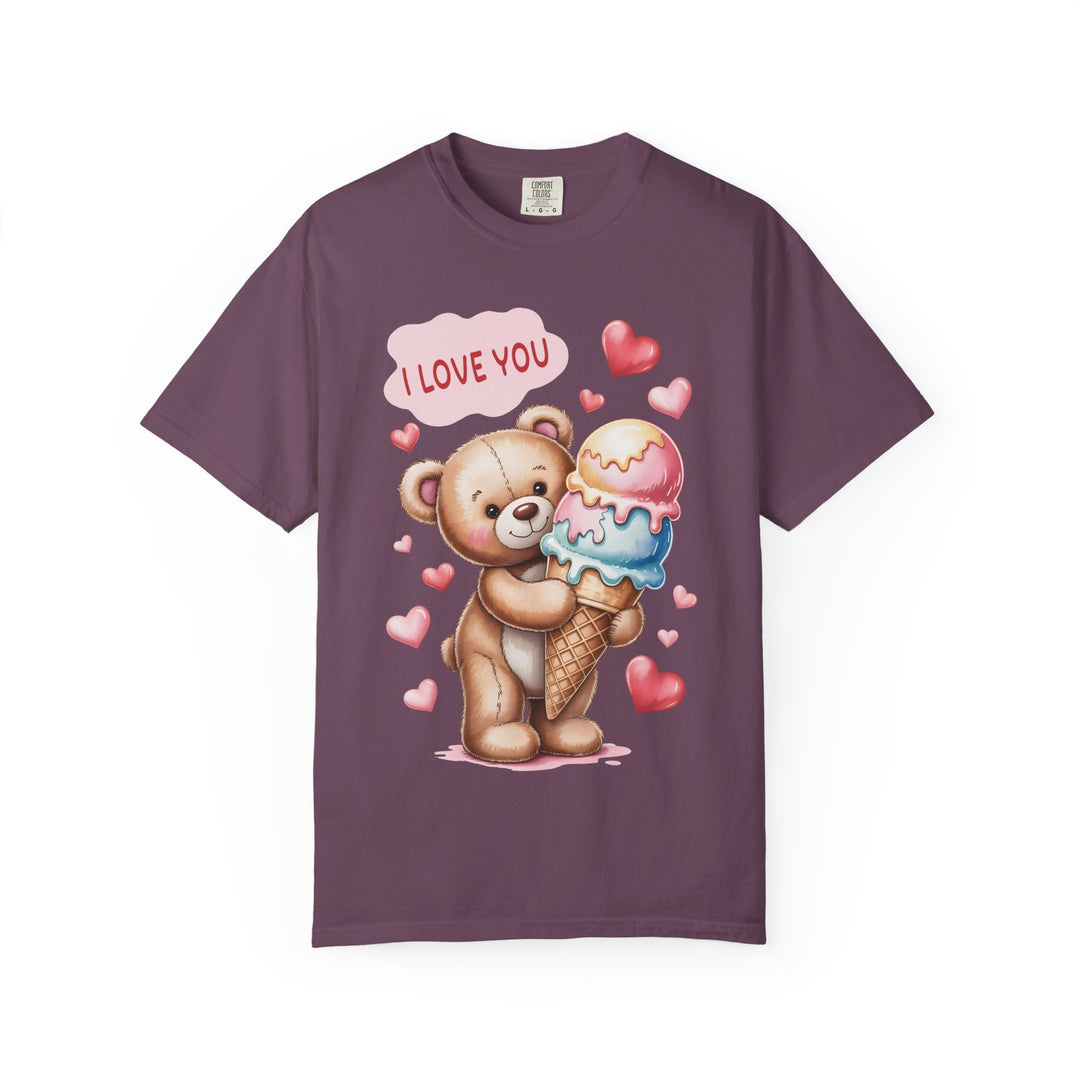 Cute Teddy Bear "I Love You" Ice Cream Valentine T-Shirt