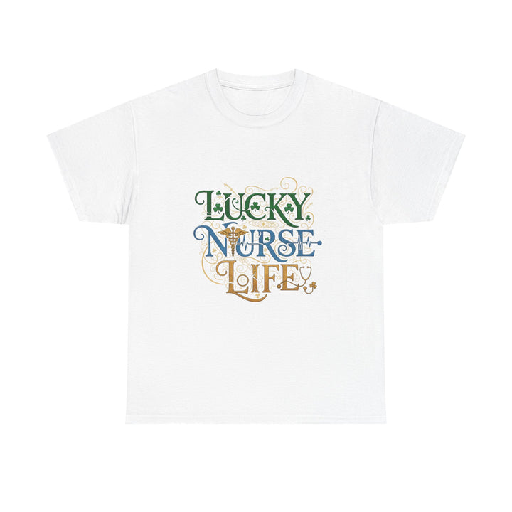 T-Shirt — "Lucky Nurse Life" Floral Graphic Tee