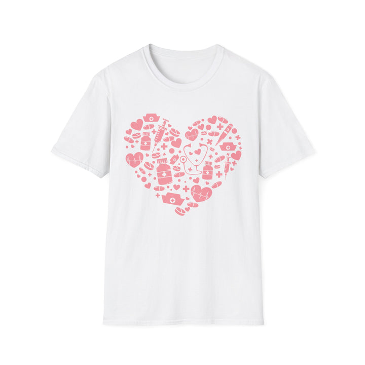Heart Icon Pattern T-Shirt — Pink Valentine Love Graphic Tee