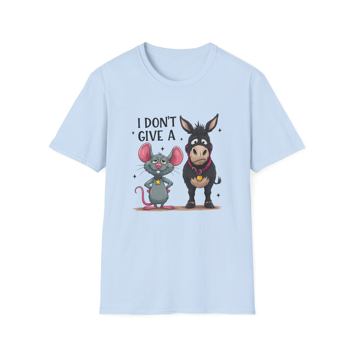 I Don’t Give A… Funny Mouse & Donkey T-Shirt — Humorous Animal Graphic Tee