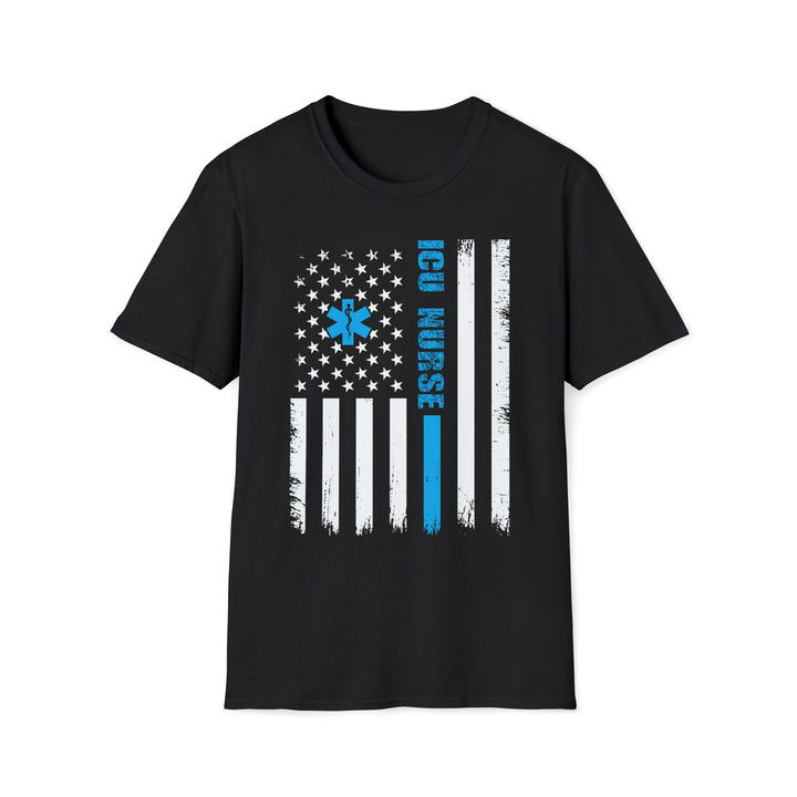ICU Nurse American Flag T-Shirt — Thin Blue Line EMS Star of Life Tee