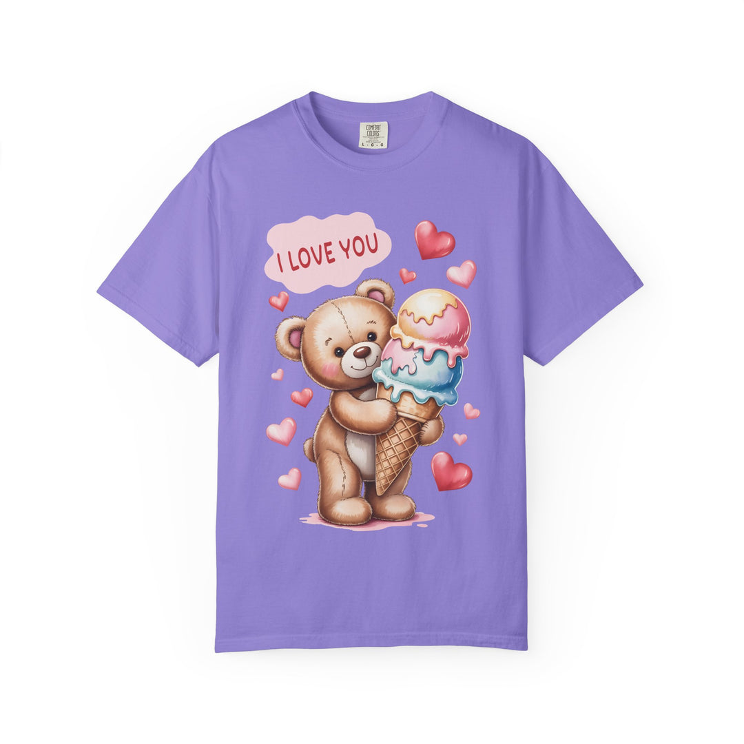 Cute Teddy Bear "I Love You" Ice Cream Valentine T-Shirt