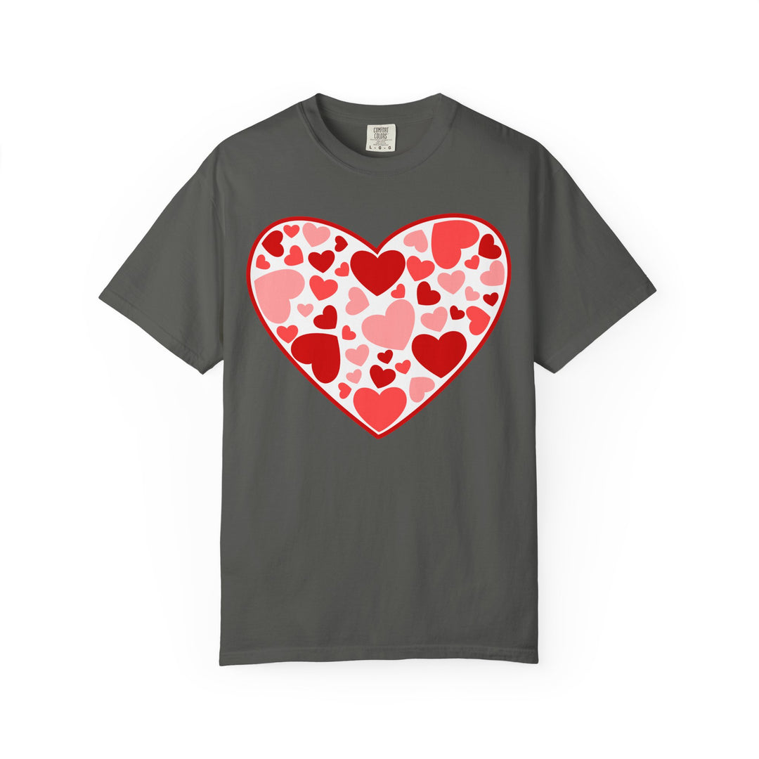 Heart Pattern T-Shirt — Red & Pink Heart Mosaic Valentine Tee