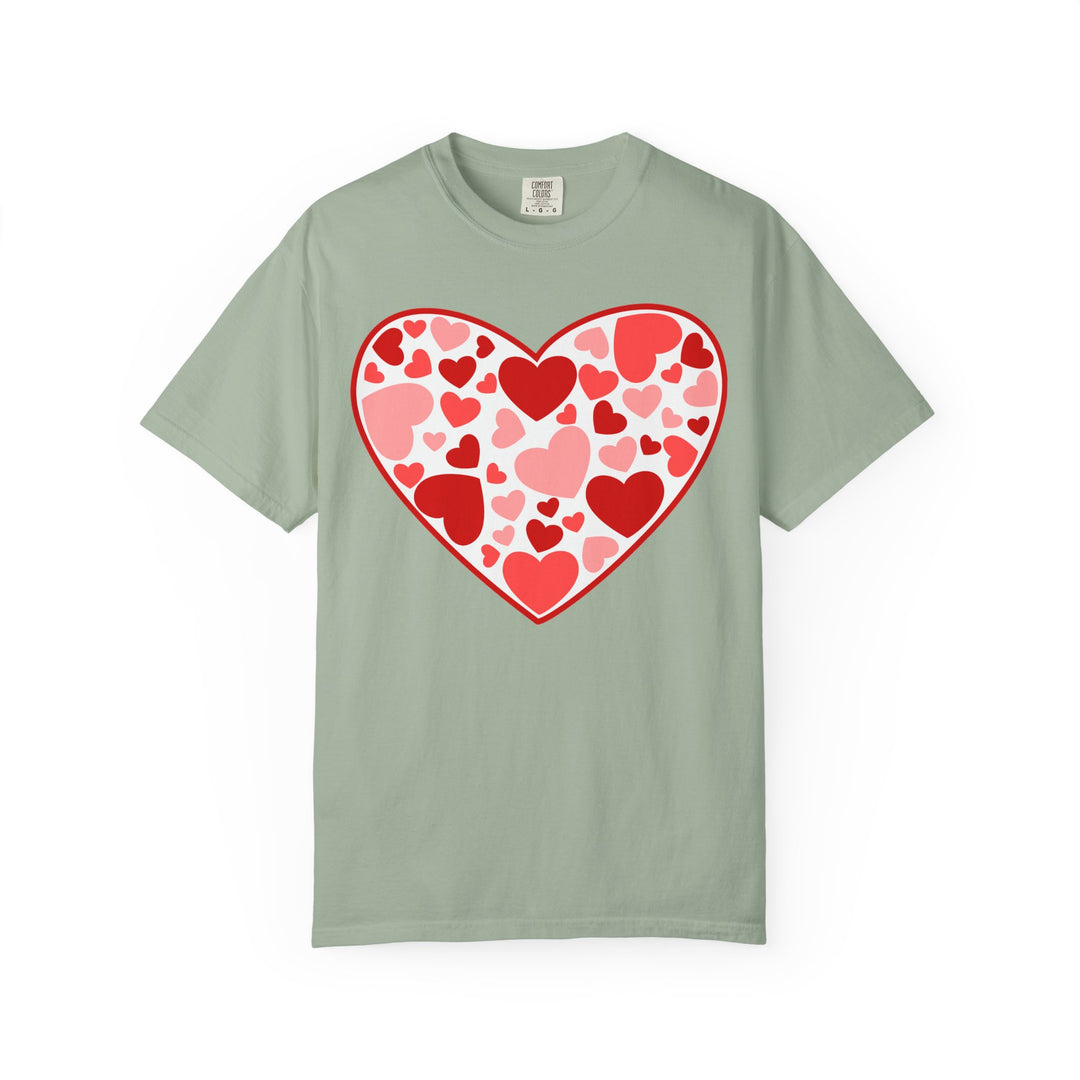 Heart Pattern T-Shirt — Red & Pink Heart Mosaic Valentine Tee