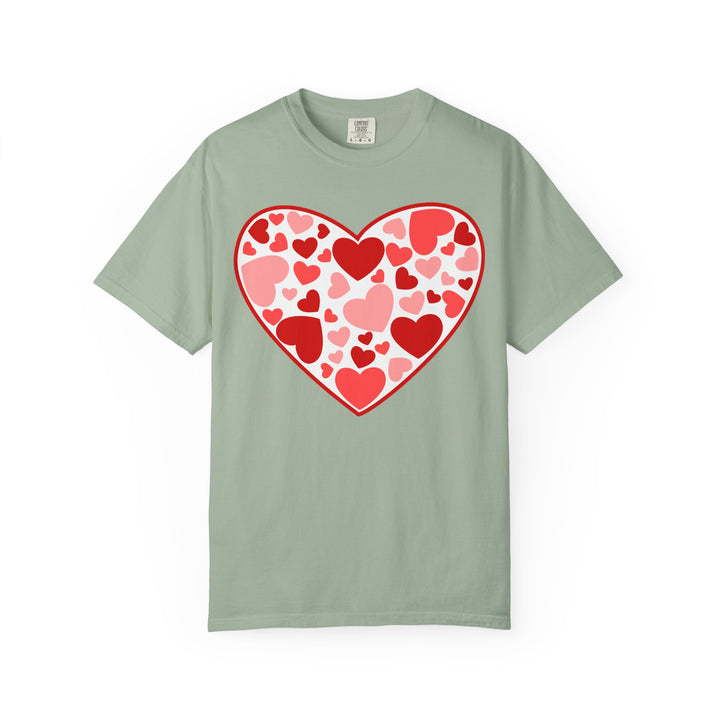 Heart Pattern T-Shirt — Red & Pink Heart Mosaic Valentine Tee