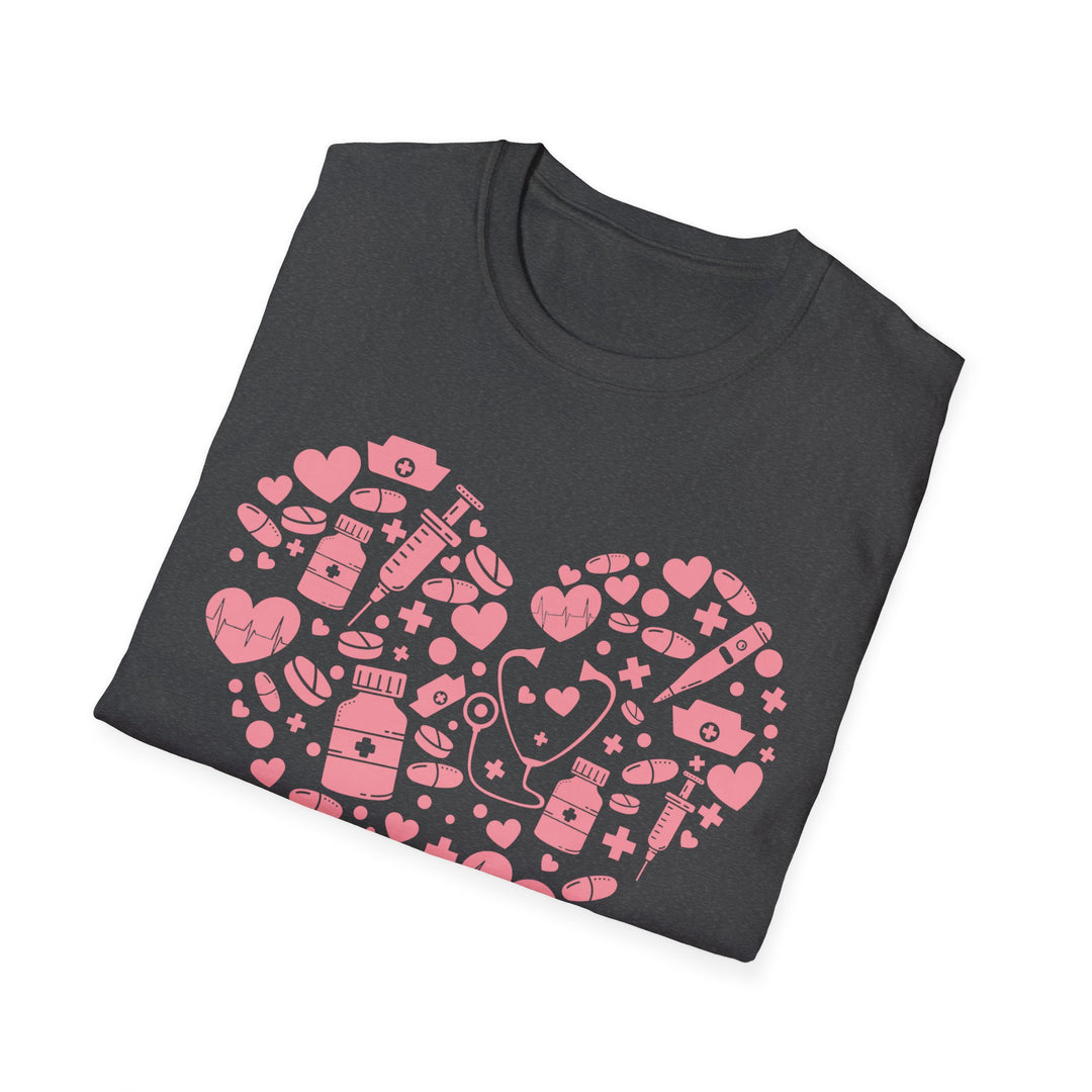 Heart Icon Pattern T-Shirt — Pink Valentine Love Graphic Tee