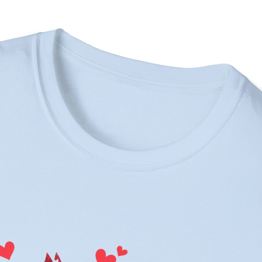 Valentine Cat T-Shirt — Red Floral Cat Silhouette with Hearts
