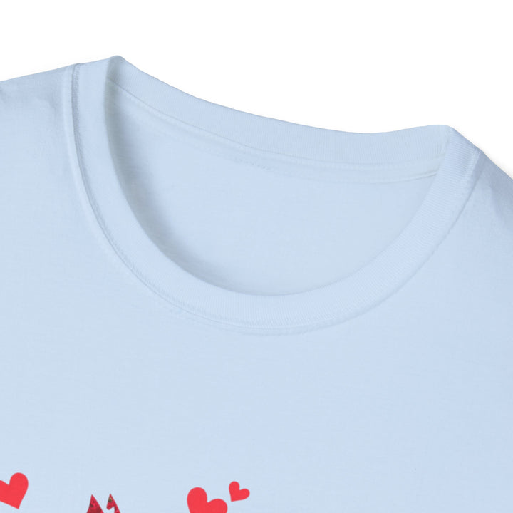 Valentine Cat T-Shirt — Red Floral Cat Silhouette with Hearts