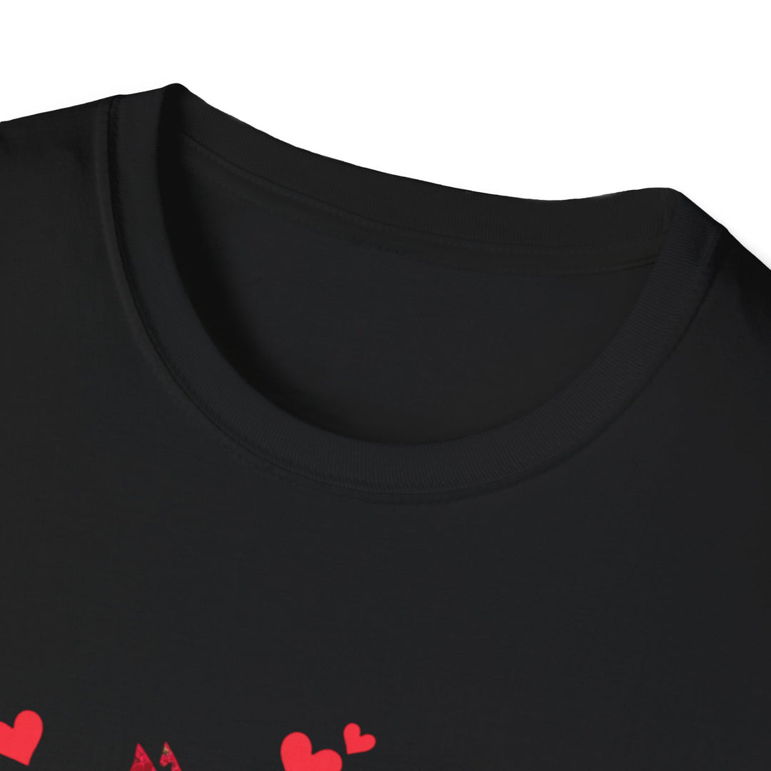 Valentine Cat T-Shirt — Red Floral Cat Silhouette with Hearts