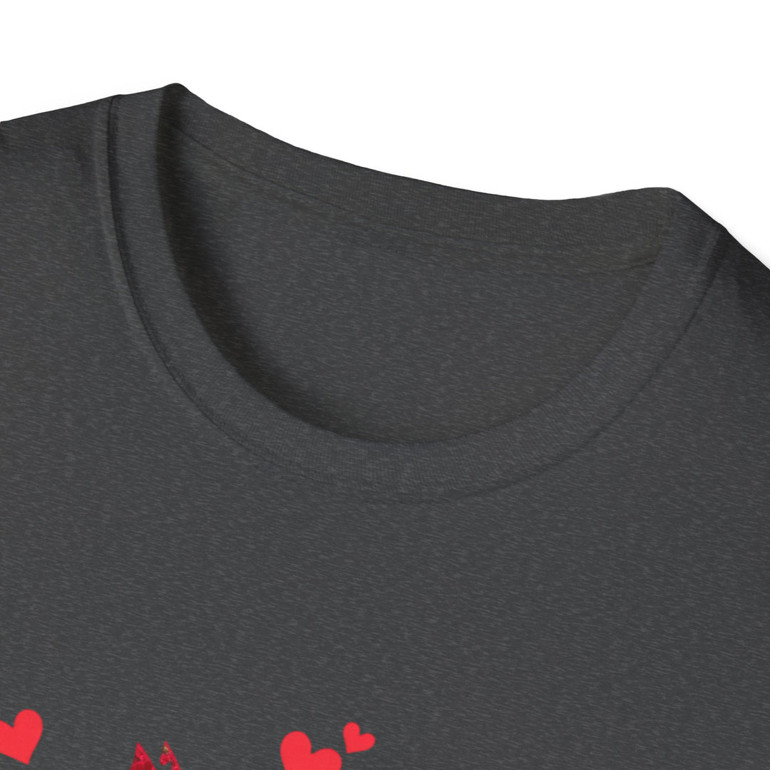 Valentine Cat T-Shirt — Red Floral Cat Silhouette with Hearts