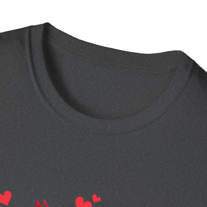 Valentine Cat T-Shirt — Red Floral Cat Silhouette with Hearts