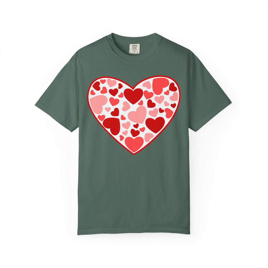 Heart Pattern T-Shirt — Red & Pink Heart Mosaic Valentine Tee