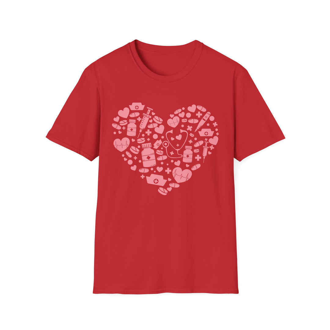 Heart Icon Pattern T-Shirt — Pink Valentine Love Graphic Tee