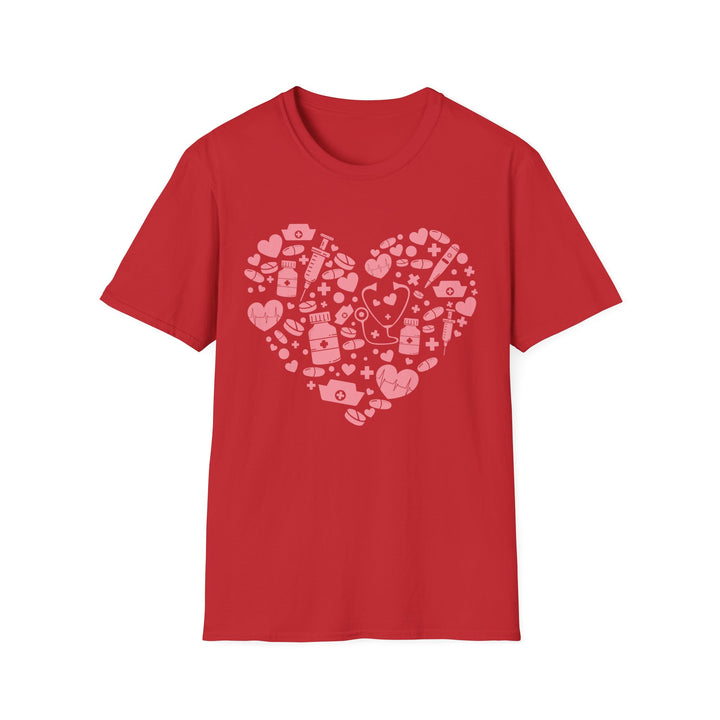 Heart Icon Pattern T-Shirt — Pink Valentine Love Graphic Tee
