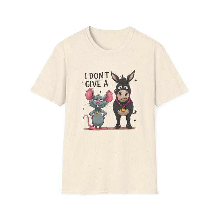 I Don’t Give A… Funny Mouse & Donkey T-Shirt — Humorous Animal Graphic Tee