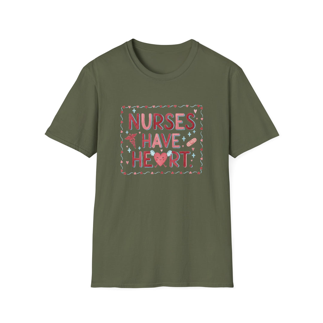 Nurse T-Shirt — "Nurses Have Heart" Heartbeat Nursing Tee