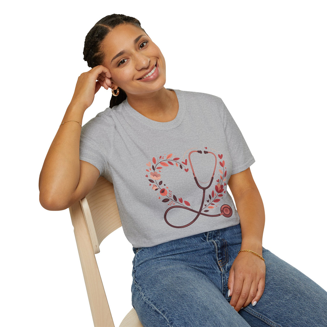 Nurse Heart Stethoscope T-Shirt — Floral Medical Appreciation Tee