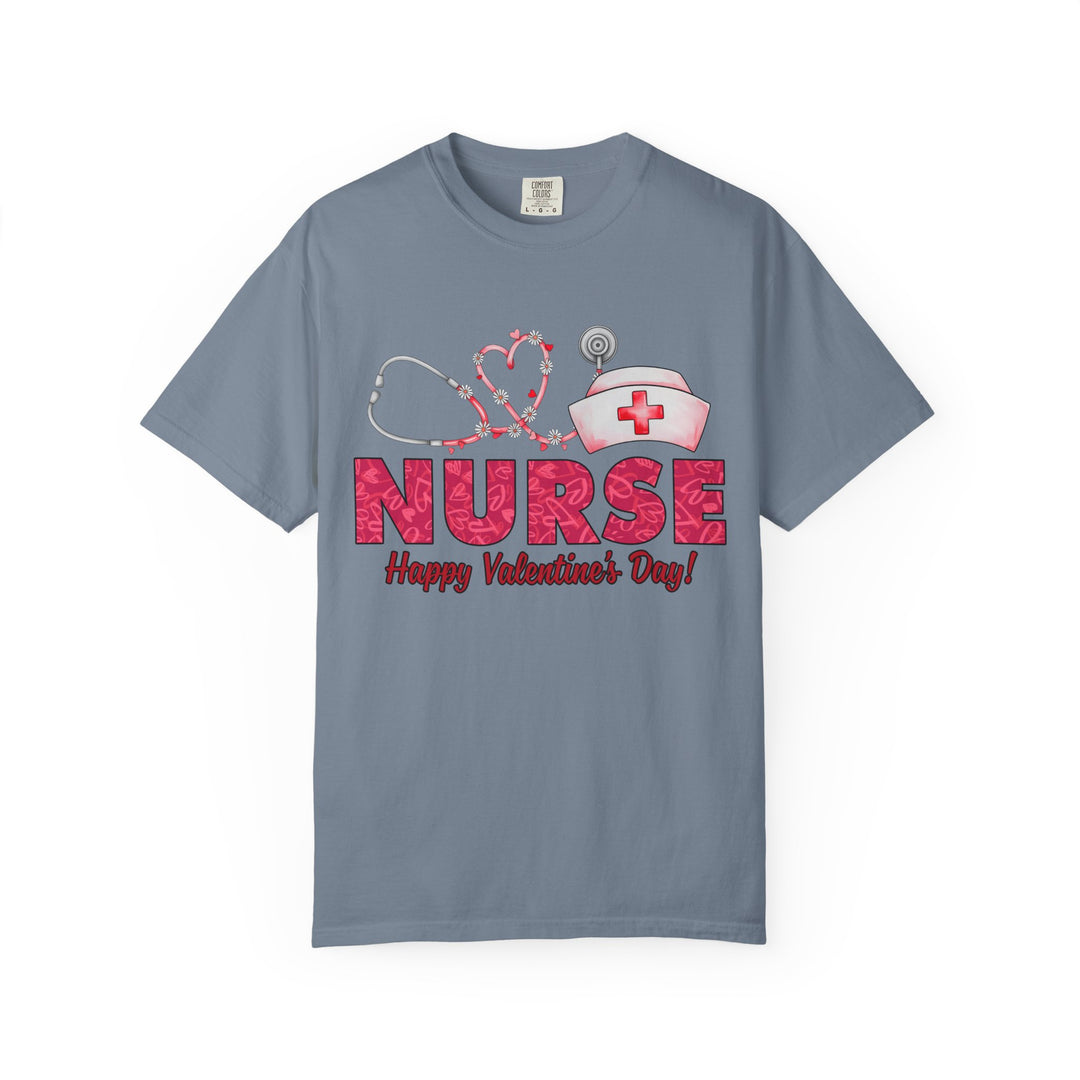 Nurse Valentine T-Shirt – Heart Stethoscope & Nurse Cap Graphic