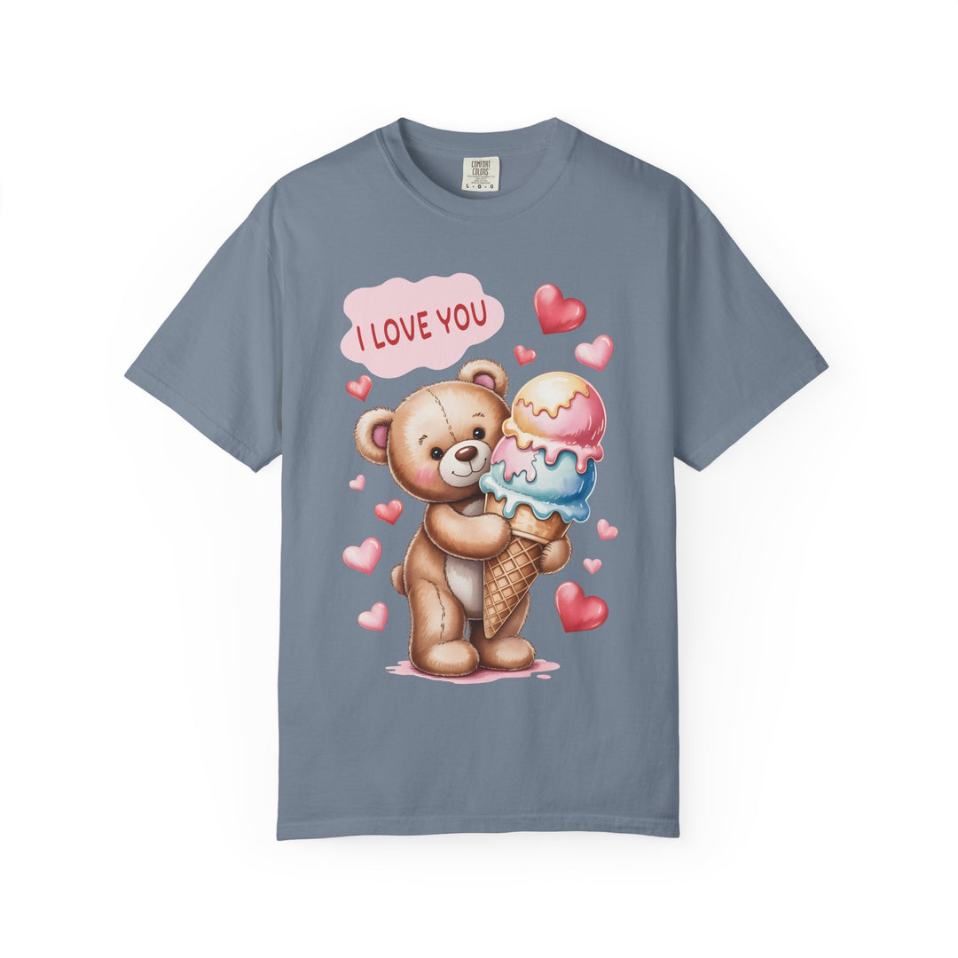 Cute Teddy Bear "I Love You" Ice Cream Valentine T-Shirt