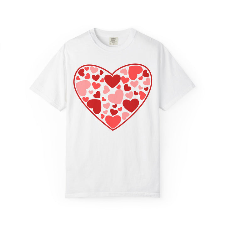 Heart Pattern T-Shirt — Red & Pink Heart Mosaic Valentine Tee