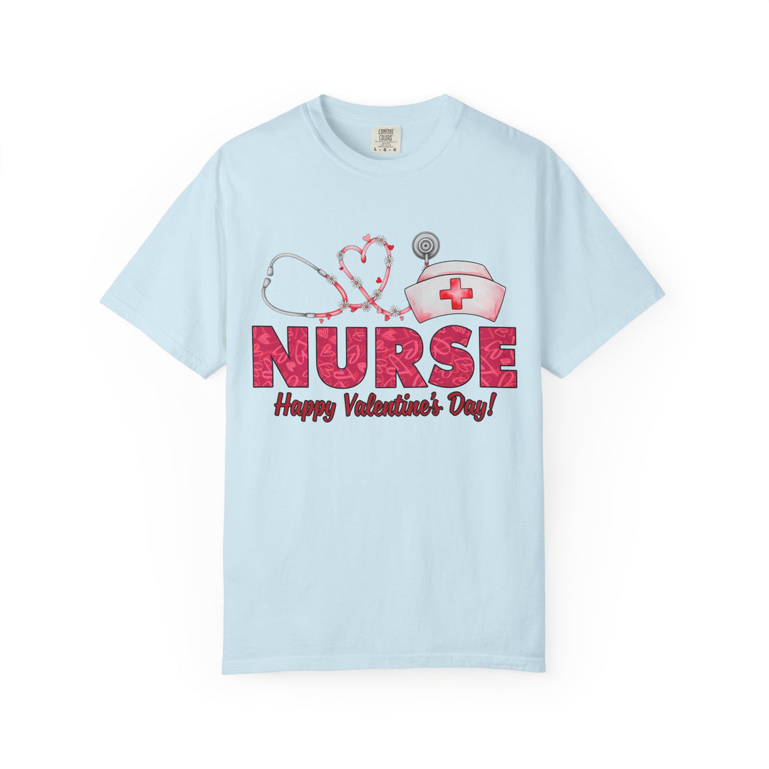 Nurse Valentine T-Shirt – Heart Stethoscope & Nurse Cap Graphic