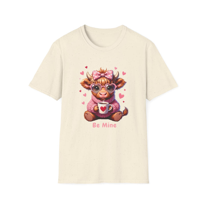 Be Mine Valentine Cow T-Shirt — Cute Cow Holding Heart Mug Tee