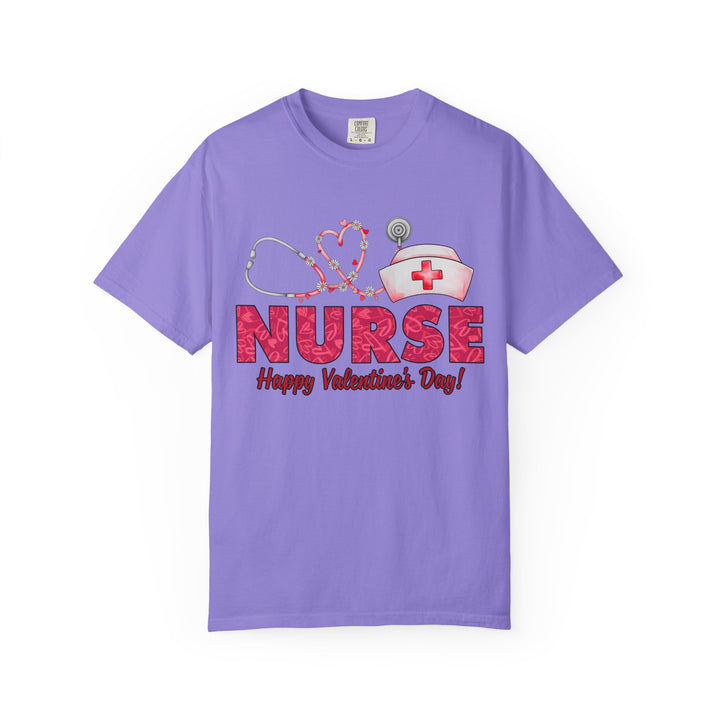 Nurse Valentine T-Shirt – Heart Stethoscope & Nurse Cap Graphic