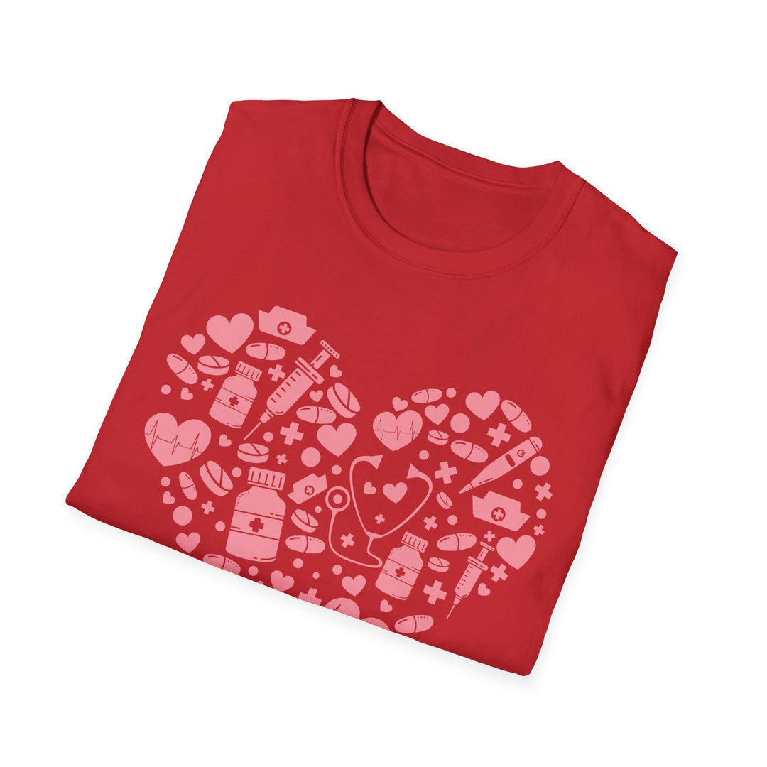 Heart Icon Pattern T-Shirt — Pink Valentine Love Graphic Tee
