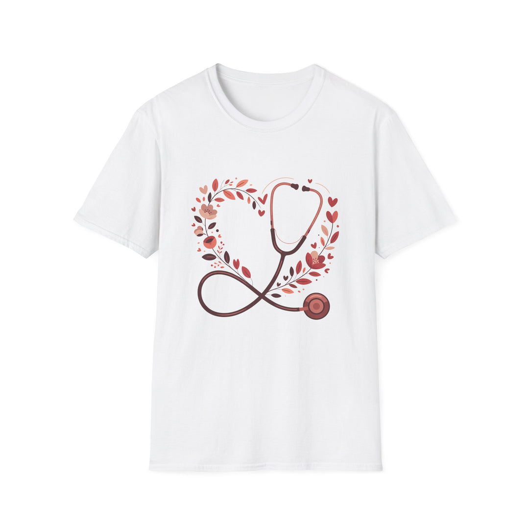 Nurse Heart Stethoscope T-Shirt — Floral Medical Appreciation Tee