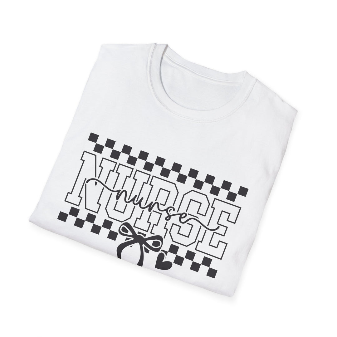 Nurse Ribbon Checkerboard T-Shirt — Nursing Gift Tee