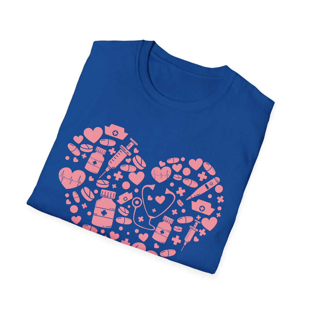 Heart Icon Pattern T-Shirt — Pink Valentine Love Graphic Tee