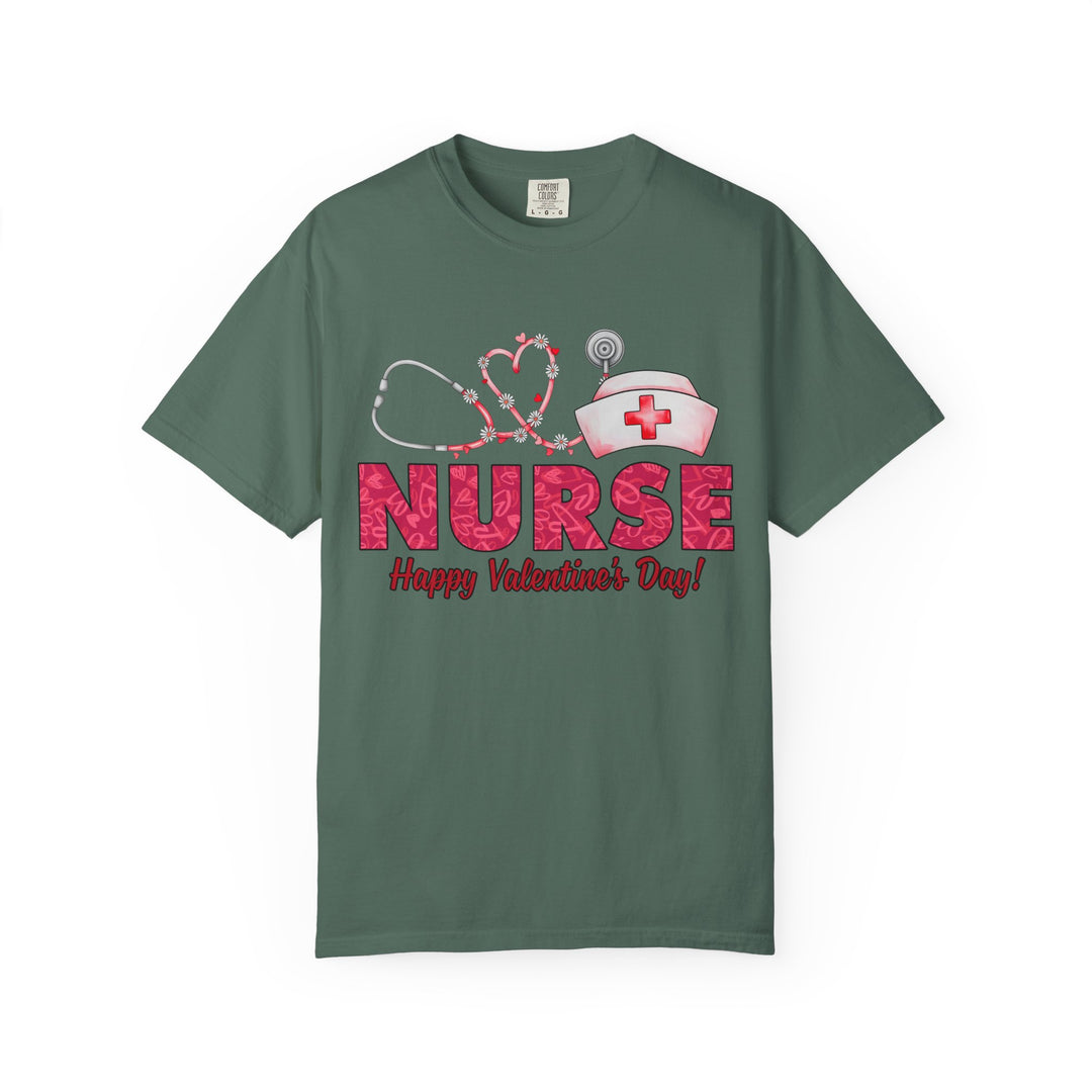 Nurse Valentine T-Shirt – Heart Stethoscope & Nurse Cap Graphic