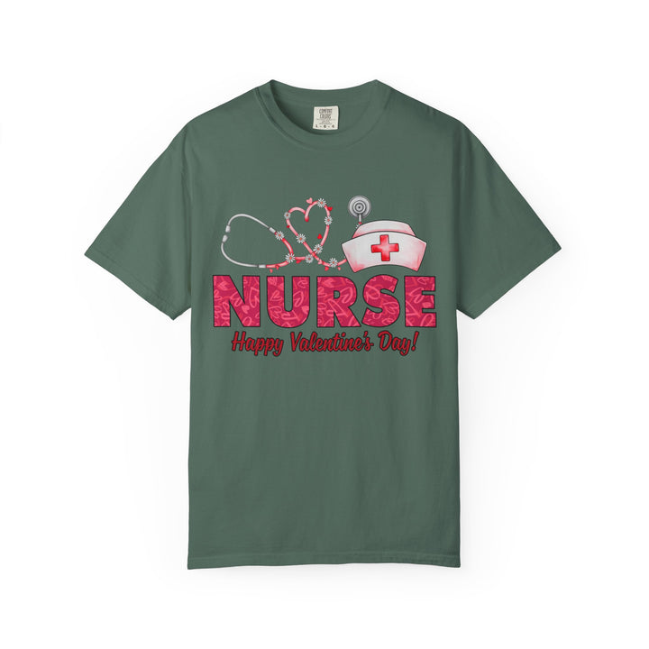 Nurse Valentine T-Shirt – Heart Stethoscope & Nurse Cap Graphic