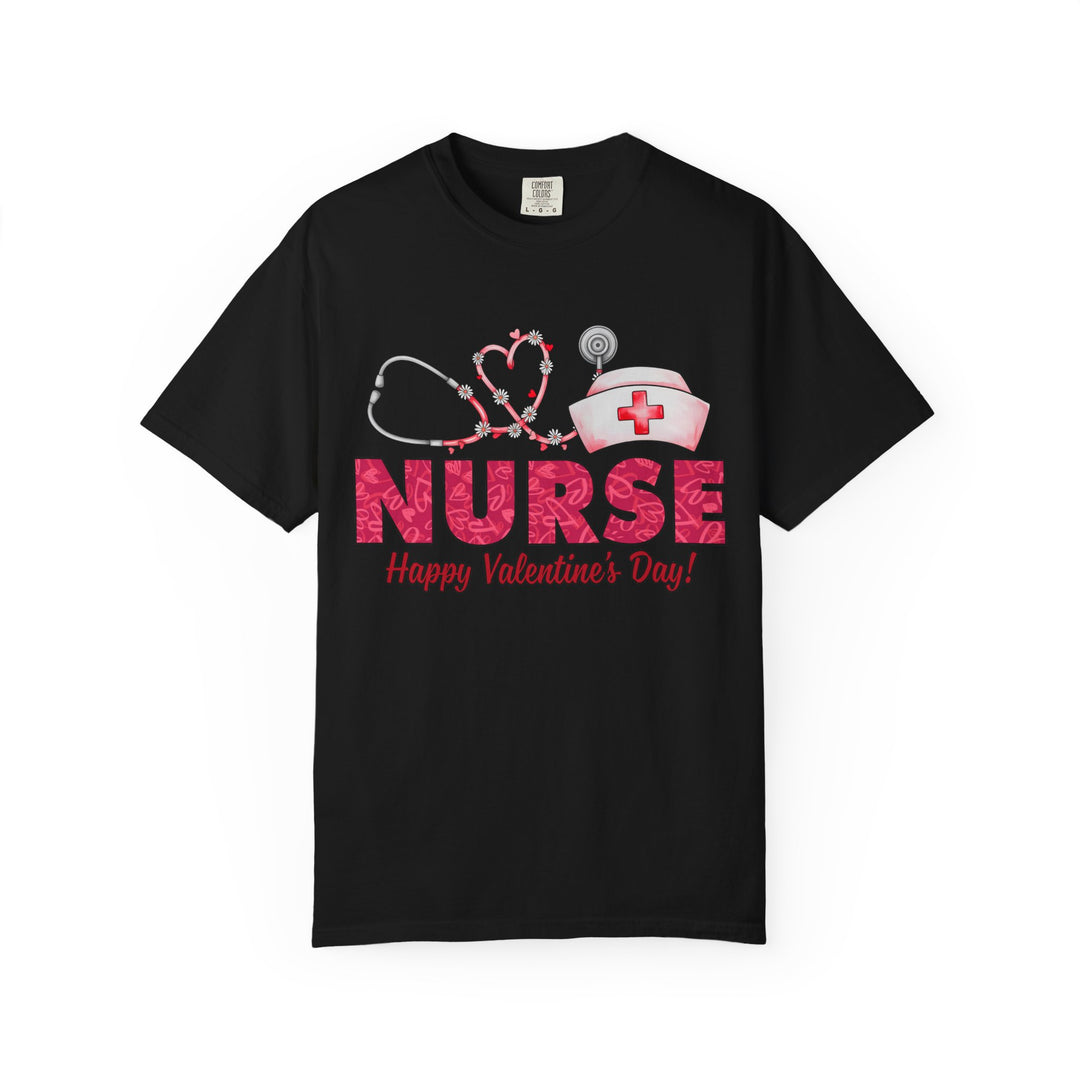 Nurse Valentine T-Shirt – Heart Stethoscope & Nurse Cap Graphic