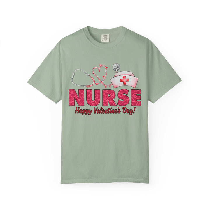 Nurse Valentine T-Shirt – Heart Stethoscope & Nurse Cap Graphic