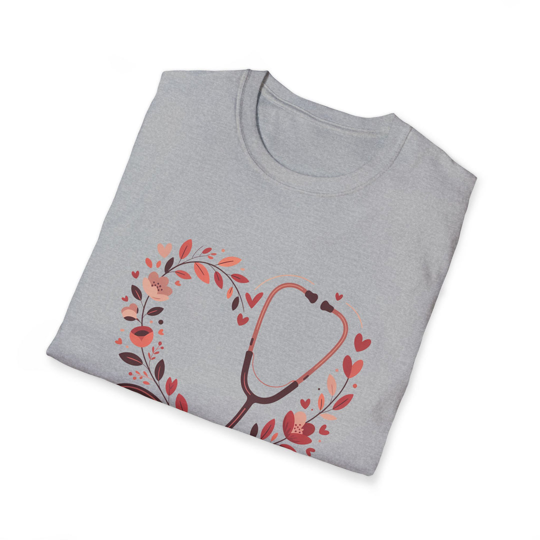 Nurse Heart Stethoscope T-Shirt — Floral Medical Appreciation Tee