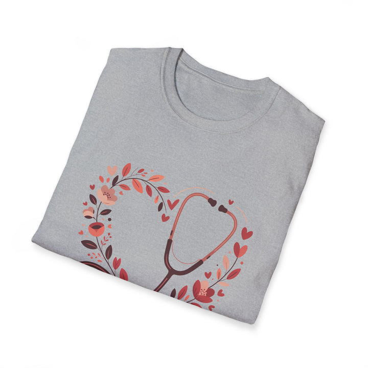 Nurse Heart Stethoscope T-Shirt — Floral Medical Appreciation Tee