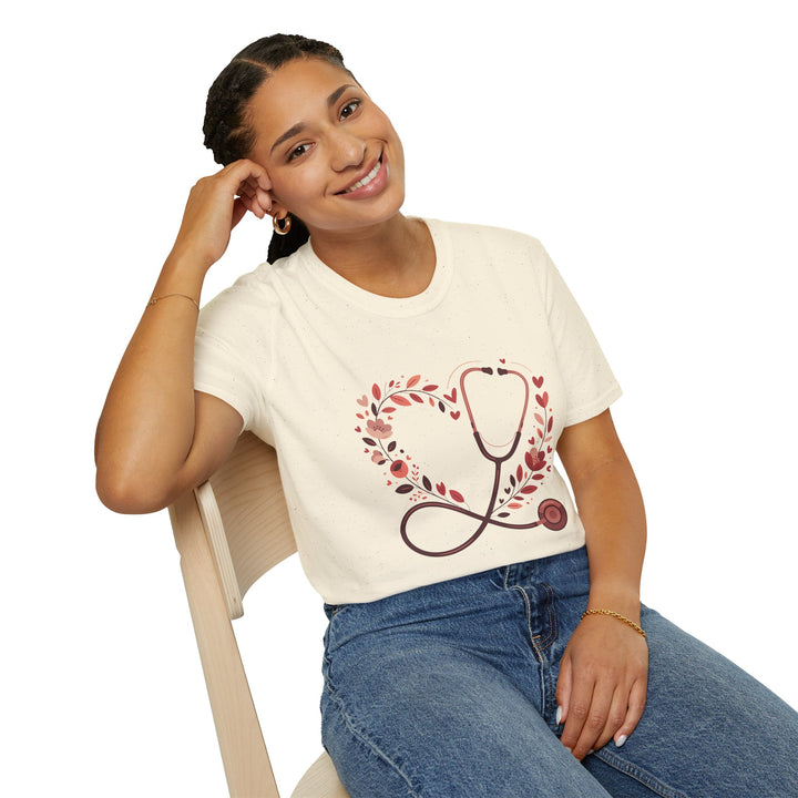 Nurse Heart Stethoscope T-Shirt — Floral Medical Appreciation Tee