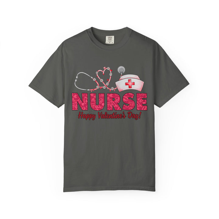 Nurse Valentine T-Shirt – Heart Stethoscope & Nurse Cap Graphic
