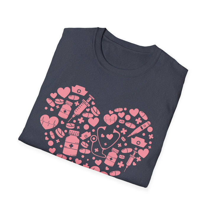 Heart Icon Pattern T-Shirt — Pink Valentine Love Graphic Tee