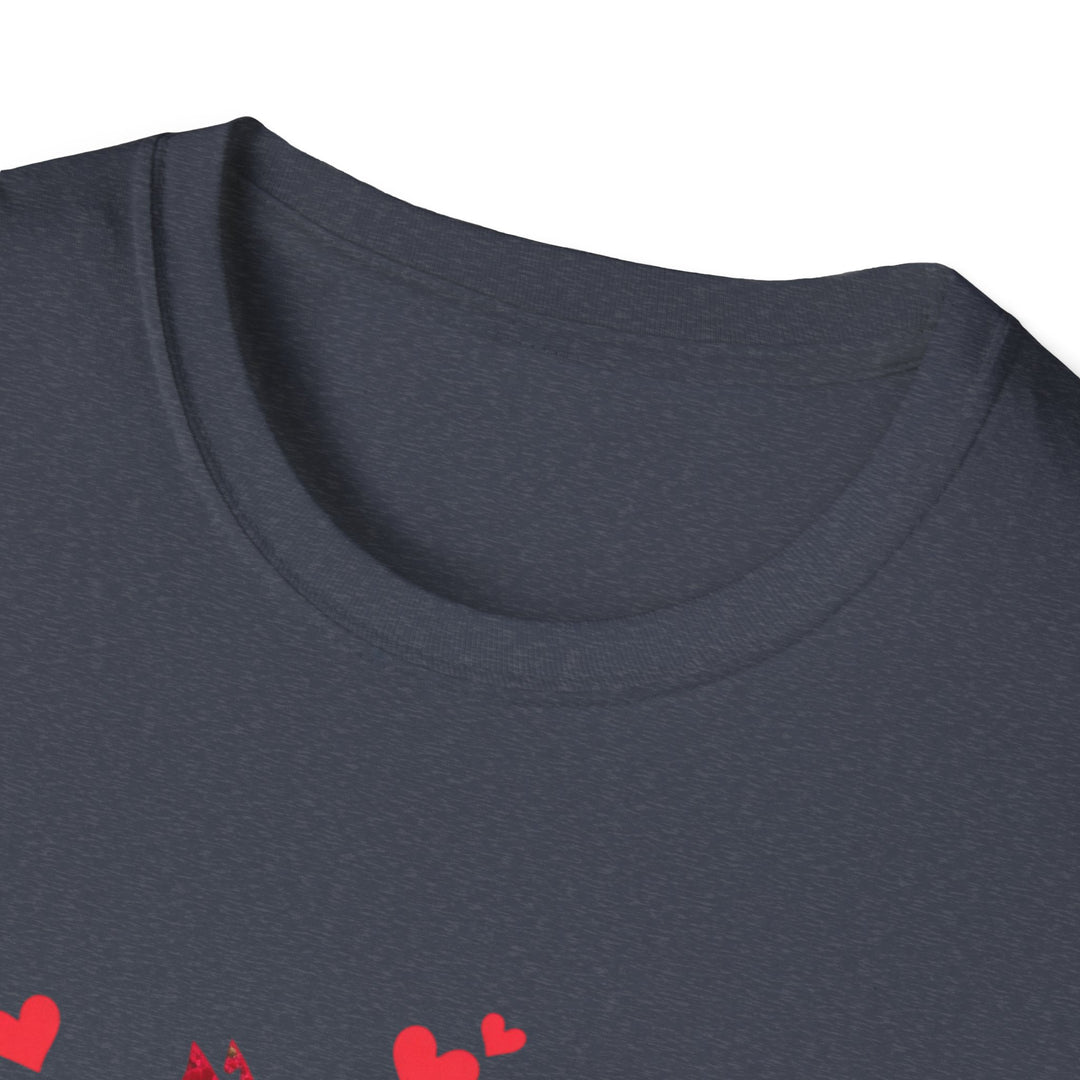 Valentine Cat T-Shirt — Red Floral Cat Silhouette with Hearts